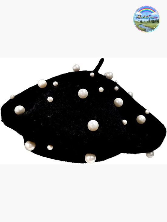 Imitation Cashmere Pearl Beret - French Style Beanie Cap